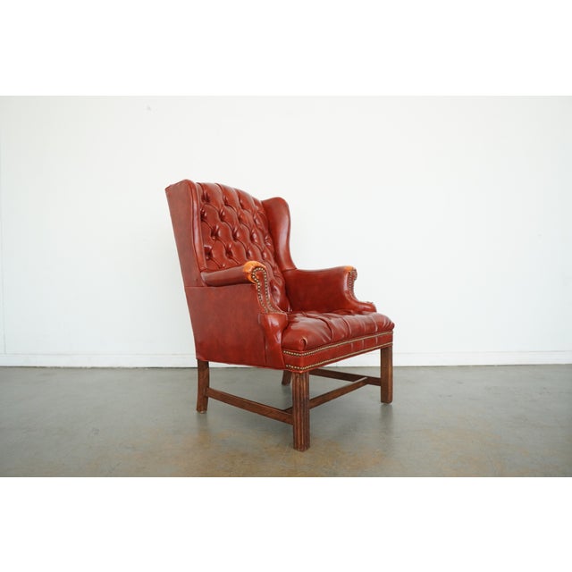 Vintage Wingback Tufted Armchair For Sale - Image 4 of 16