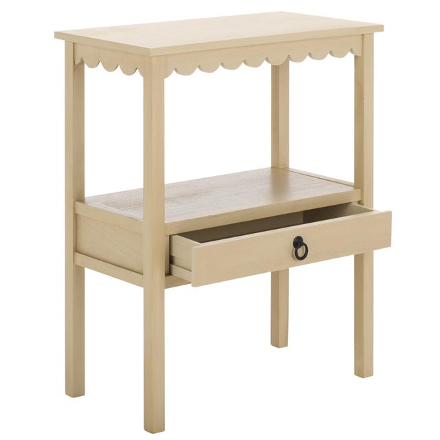 Tan Heaven Scalloped Low Drawer Accent Table in Natural For Sale - Image 8 of 10