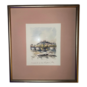 Robert Yan Original Watercolor "Ile De La Cite, Paris" 1990 - Signed