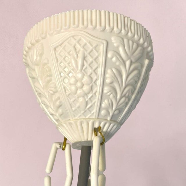 Farmhouse White Acrylic Modular Hanging Light Small Chandelier, Ukraine, 1970s For Sale - Image 11 of 16