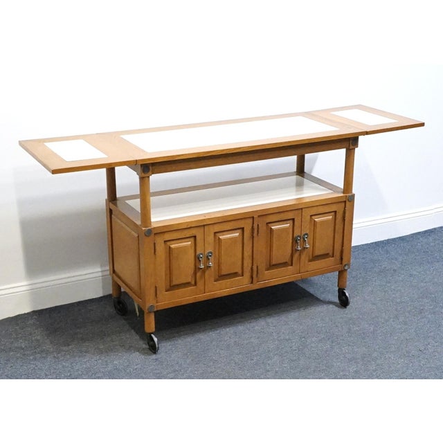 Wood Unique Furniture Solid Oak Southwestern Mediterranean 64" Drop Leaf Server Buffet 5562 - American Fiesta Finish For Sale - Image 7 of 16