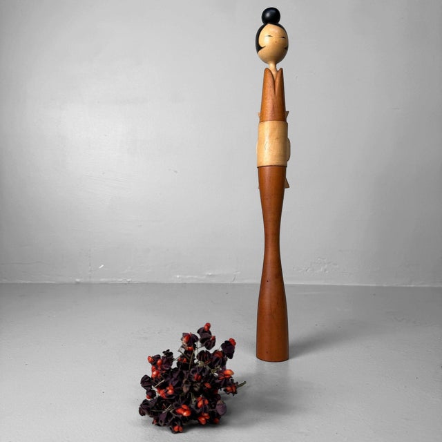 Beige Vintage Japanese Kokeshi by Shōzan Shidō, 1970s For Sale - Image 8 of 10
