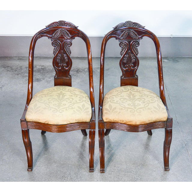 Six gondola chairs charles x / restoration in walnut, with upholstered seats origin italy period 19th century model set of...