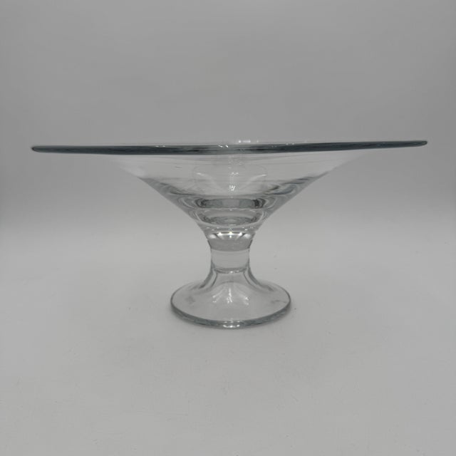 Vintage Hand Blown Krosno Centerpiece Bowl Poland 14"x6.5" For Sale In Dallas - Image 6 of 8
