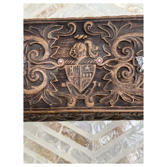 Hand carved natural Burlwood 19th century box from Spain. Beautiful condition with some wear, a chip on the corner bottom....