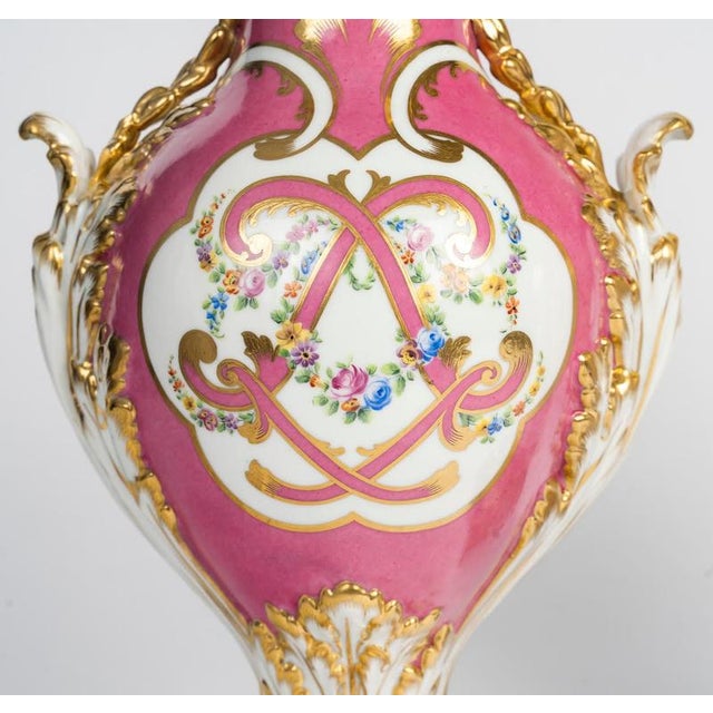 Painted Porcelain Vases with Gilded Bronze Mounts, 19th Century, Set of 2 For Sale - Image 5 of 10