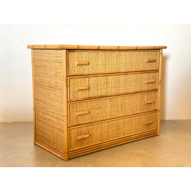 Bamboo and Wicker Dressers, 1070s, Set of 2 For Sale - Image 5 of 10