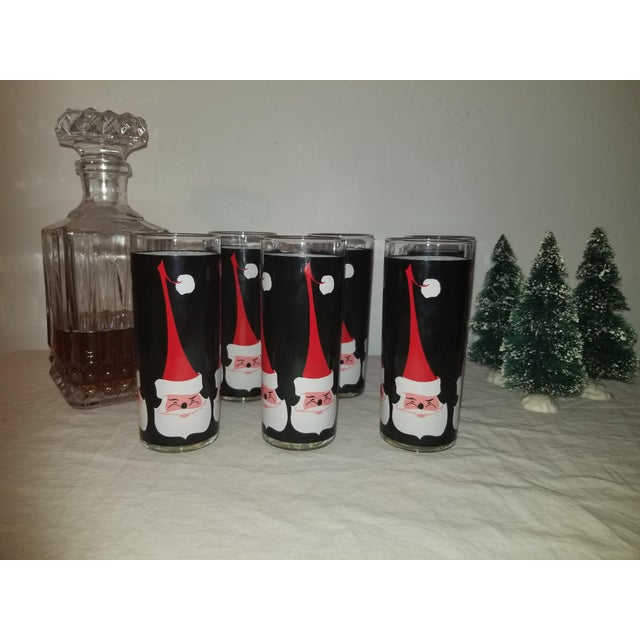 Glass Mid-Century Modern Libbey Holt-Howards Santa Glasses - Set of 6 For Sale - Image 7 of 11