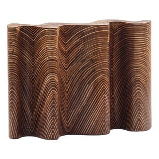 Rattan Coconut Twig Zigzag Console Table - Oggetti For Sale
