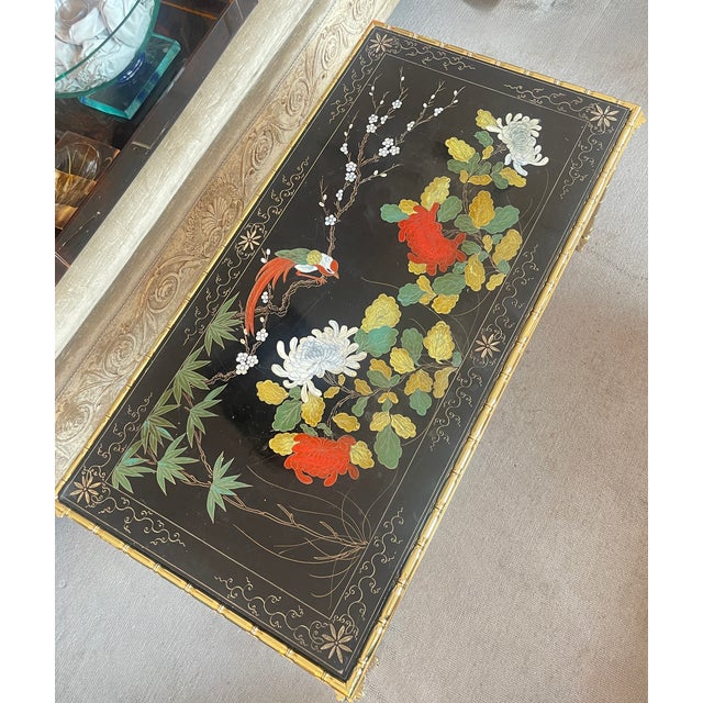 1960s French Maison Bagues Bronze & Lacquer Coffee Table For Sale - Image 5 of 16