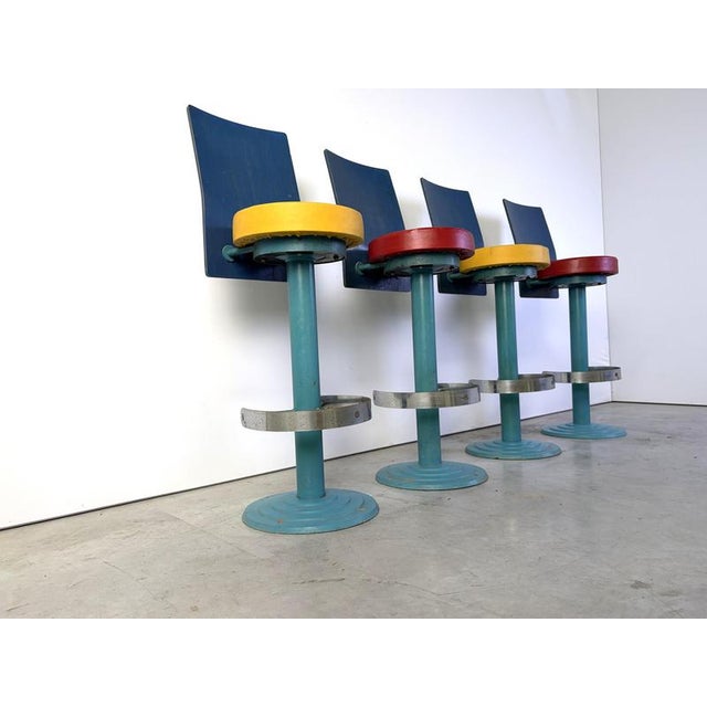 Vintage Industrial Bar Stools, United States, 1980s, Set of 4 For Sale - Image 9 of 14