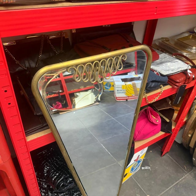 A 1960s Rare Gio Ponti Style Mid-Century Modern Brass Triangular Wall Mirror For Sale - Image 11 of 12