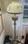 Vintage Mid Century Brass Floor Lamp Floral Hand Painted Shade For Sale - Image 9 of 11