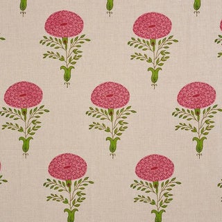 Schumacher X Molly Mahon Marigold Fabric in Pink For Sale