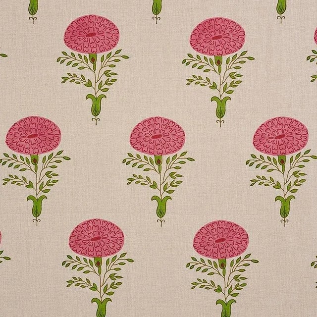 Schumacher X Molly Mahon Marigold Fabric in Pink For Sale