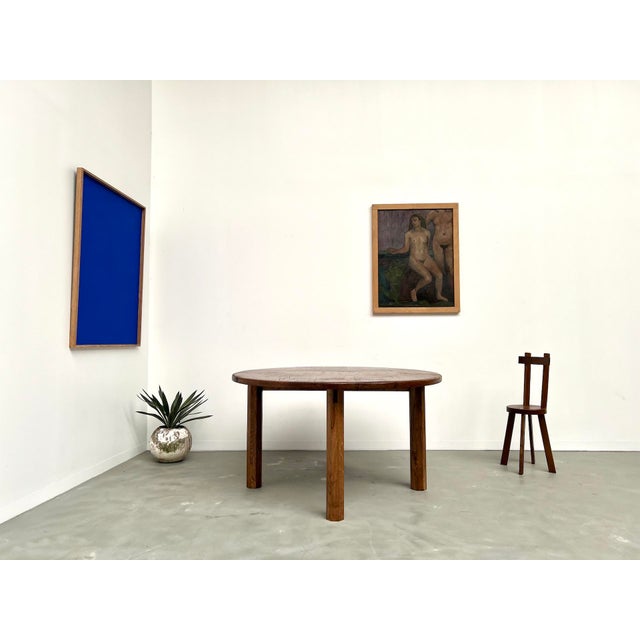 Maison Lecan unveils a unique piece at the crossroads of time: a circular solid oak table dating from the 1900s, subtly...