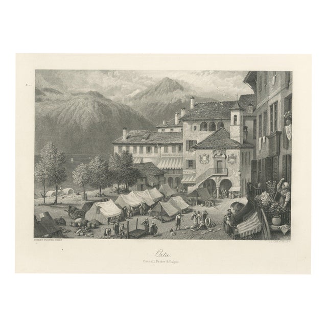 Orta San Giulio Marketplace on Lake Orta after Birket Foster, 1878 For Sale