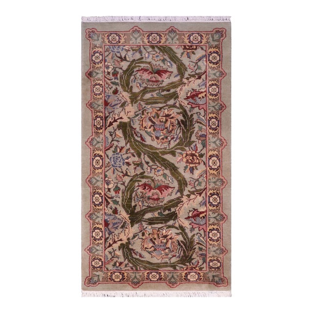 Floral 1990's Pak-Persian Green/Green Wool Rug - 2'0'' X 4'3'' For Sale