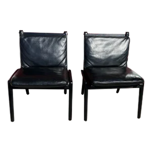 1980s Stellar Works Post Modern-Style Ren Leather Chairs- a Pair
