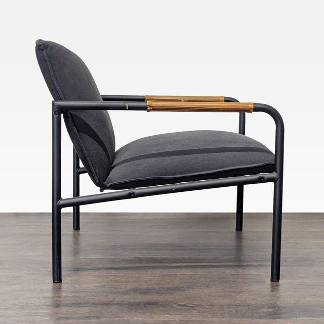 Sauder Boulevard Modern Black Lounge Chair With Metal Frame and Wood Accents For Sale - Image 4 of 8