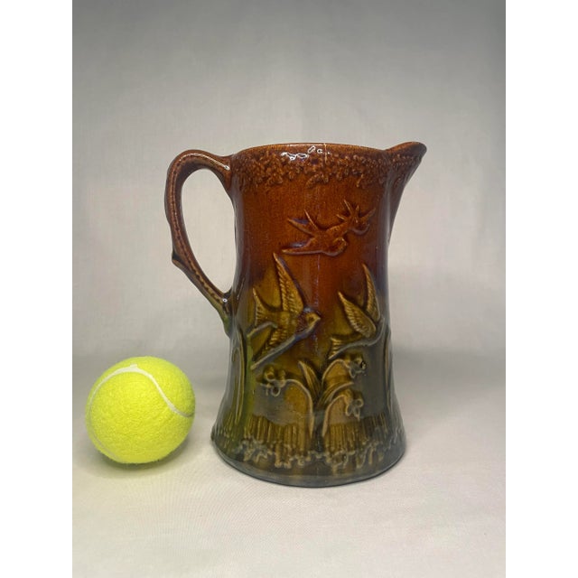 Ceramic Rustic Farmhouse Fall Embossed Ceramic Pitcher For Sale - Image 7 of 10