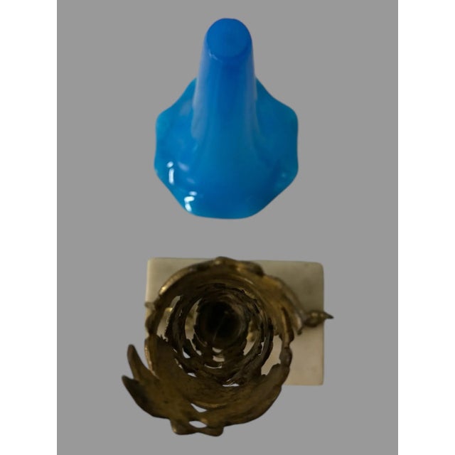 Antique Victorian Cast Metal & Art Glass Epergne Vase For Sale - Image 9 of 10