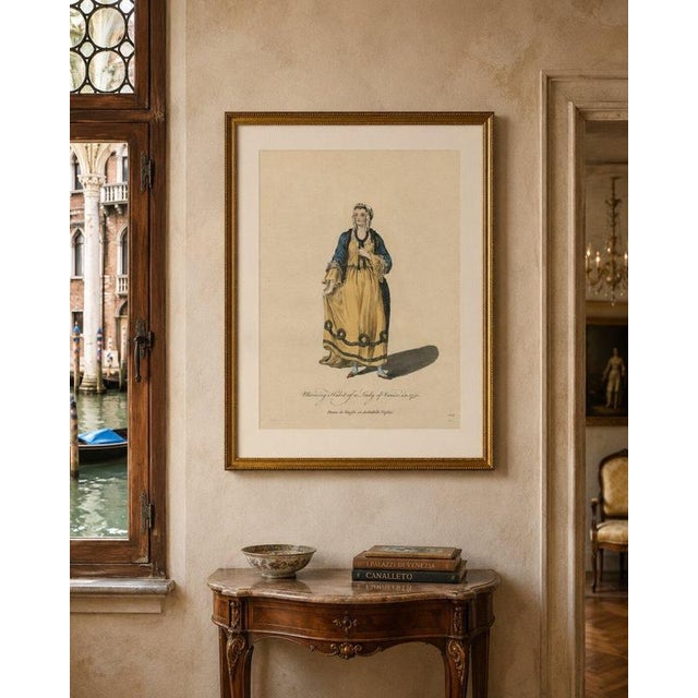European School, Venetian Morning Dress Costume Print Lady of Venice Fashion, 1749, Paper For Sale - Image 10 of 11