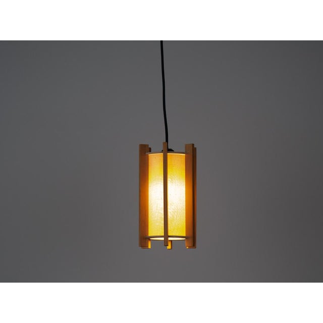 A pair of pine lamps from the 1960s. Designed by ib fabiansen. dimensions: diameter: 14cm height: 24cm the lamps are in...