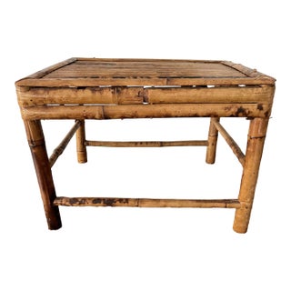 Vintage 1970’s Large Scorched Bamboo Plant Stand or Riser For Sale