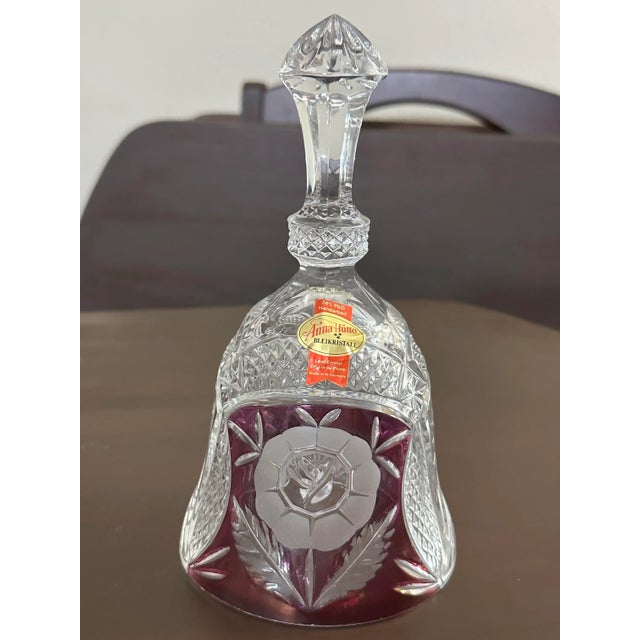 Vintage 20th Century Lead Crystal/ Bleikristall West Germany Red Flower Bell For Sale - Image 11 of 12