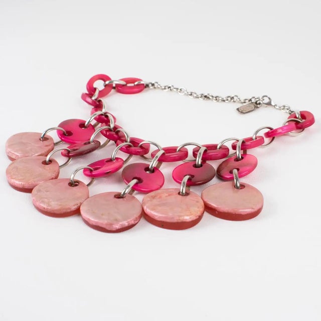 Dominique Denaive Paris Pink Resin Choker Necklace with Charms For Sale - Image 9 of 14