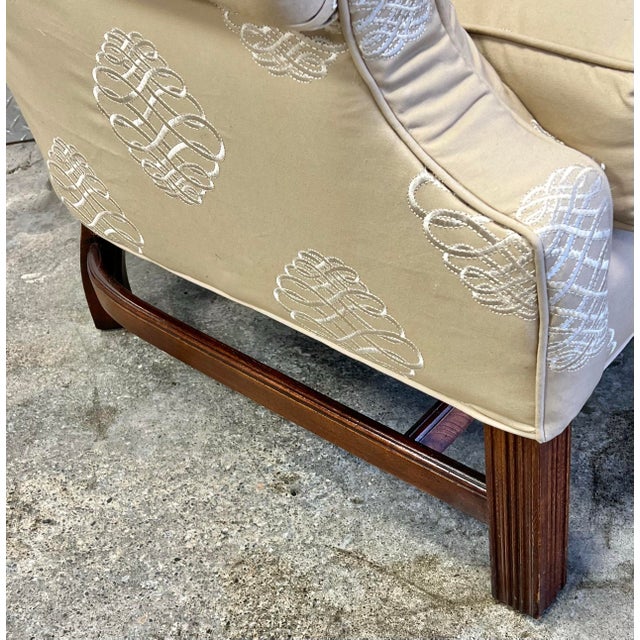 Henredon Tufted Back Chippendale Style Wingchair For Sale - Image 10 of 11