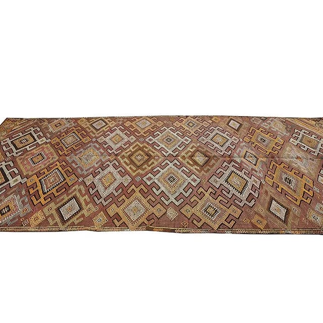 Embroidered Vintage Turkish Kars Kilim Rug For Sale - Image 4 of 7