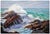 Gorgeous mid-century seascape of turquoise and lavender waves crashing on coastal rocks by California artist Lee Ervast...
