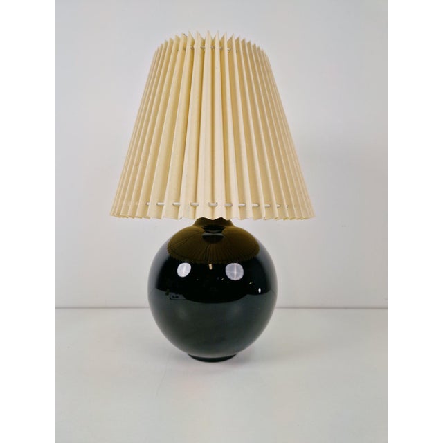 Glass Black Opaline Glass Spherical Table Lamp in the style of Jacques Adnet, 1950s For Sale - Image 7 of 10