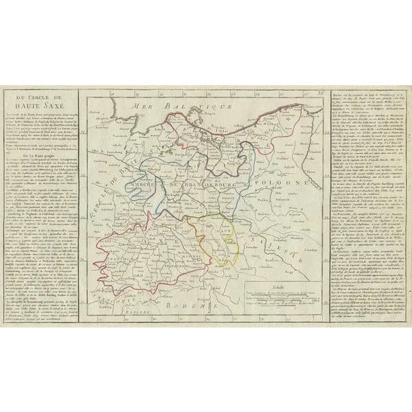 Antique map titled 'Du Cercle de Haute Saxe'. Antique map of Upper Saxony, Germany. Originates from 'Modern Geography with...