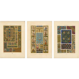 Albert Racinet, Three Medieval & Renaissance Ornament Plates, 1873, Paper For Sale
