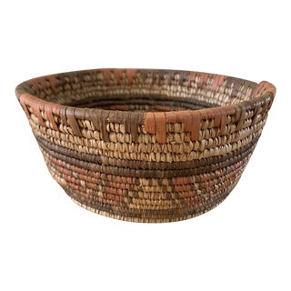 Vintage Bohemian African Cooled Basket Bowl For Sale