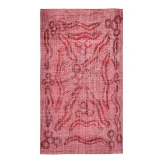 1970s Vintage Turkish Oushak Handmade Wool Cotton Red Area Rug For Sale