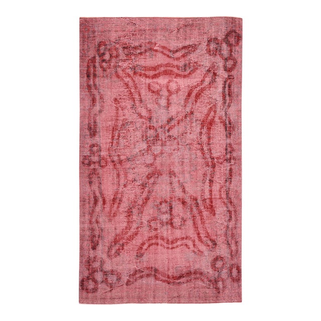 1970s Vintage Turkish Oushak Handmade Wool Cotton Red Area Rug For Sale