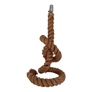 Large Mid-Century French Rope Work Table Lamp in the Style of Audoux-Minet For Sale