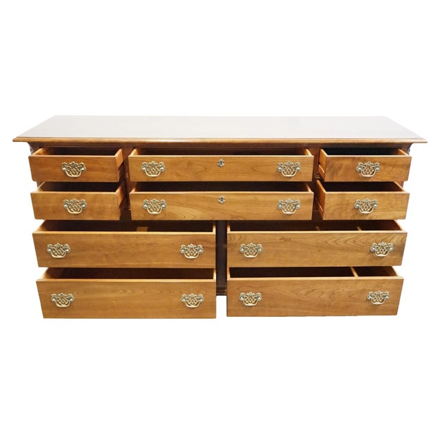 1990s Stickley Furniture Solid Cherry Early American Traditional Style 70" Triple Dresser 3577 For Sale - Image 5 of 14