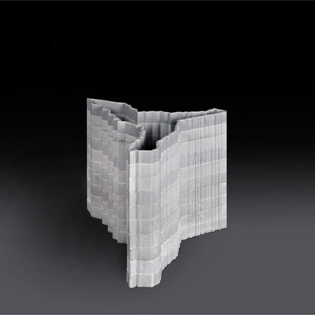 Stripes D5 Decorative Vase in Bardiglio Marble by Bufalini Marmi For Sale - Image 10 of 12