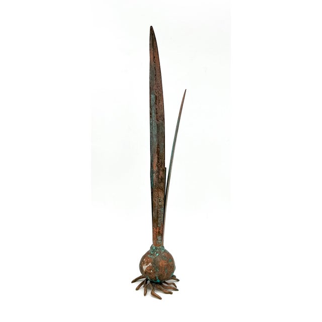 Contemporary 1985 Carnevale Verdigris Brass Sprouting Onion Bud Vase Sculpture – Organic Modern / Folk Art For Sale - Image 3 of 10