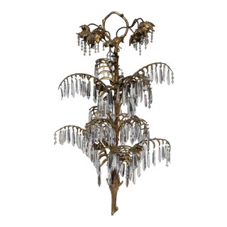 Antique 19th Century Art Nouveau Gilt Bronze Original "Palm" Chandelier by Josef Hoffmann For Sale