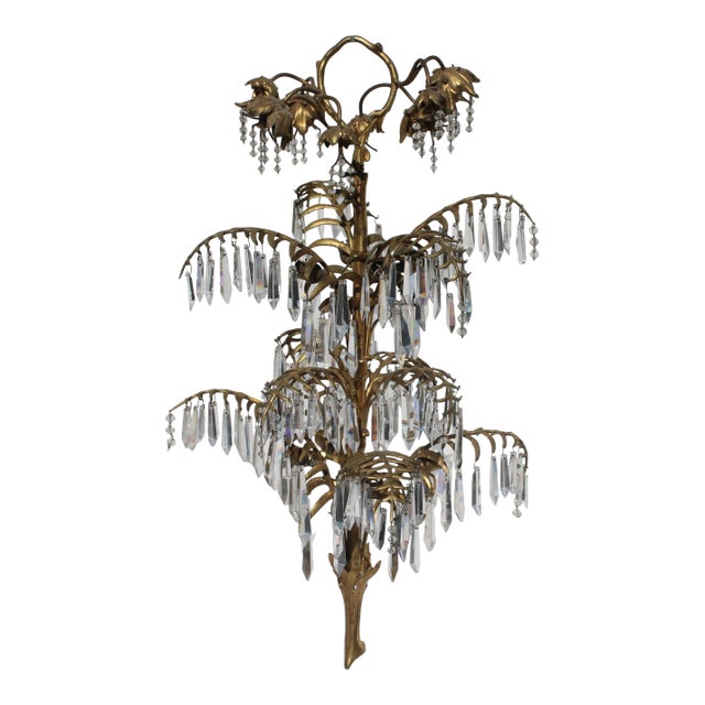 Antique 19th Century Art Nouveau Gilt Bronze Original "Palm" Chandelier by Josef Hoffmann For Sale