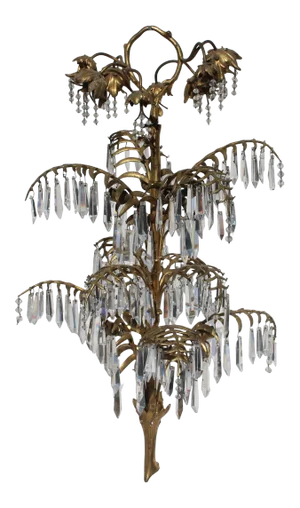 Antique 19th Century Art Nouveau Gilt Bronze Original "Palm" Chandelier by Josef Hoffmann