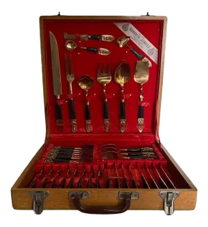 Vintage James Thailand Buddha Bronze Brass Flatware Set- 36 Pieces