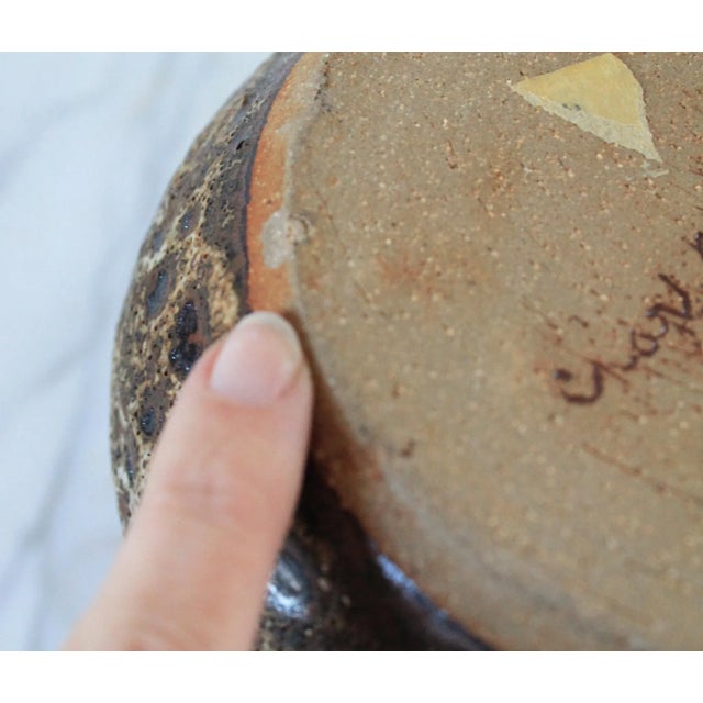 Vintage Brown Studio Art Pottery Pitcher For Sale - Image 9 of 10