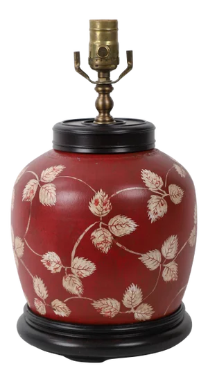 Vintage Hand-Painted Red Floral Table Lamp